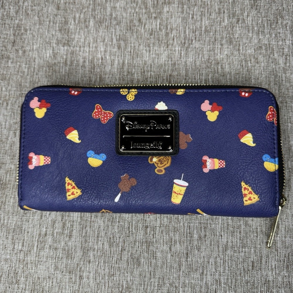 Disney Parks Loungefly  Food Snacks Icons Zip Wallet Mickey Pretzel Churro Blue